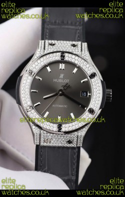 Hublot Classic Fusion Diamonds Steel Grey Dial 38MM Super Clone Watch 