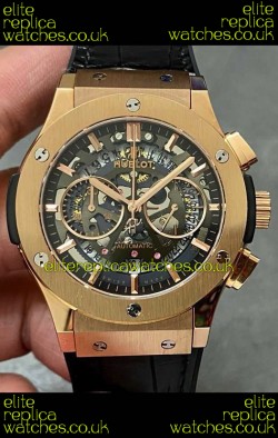 Hublot Classic Fusion Chronograph Rose Gold Skeleton Super Clone Watch 