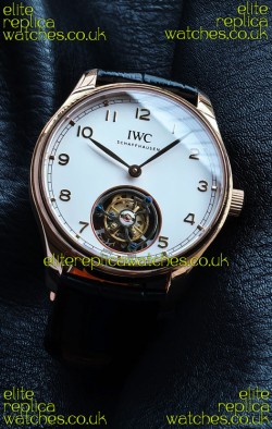 IWC Portuguese Tourbillon Rose Gold White Dial Super Clone Watch 