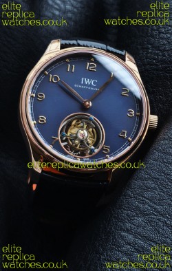 IWC Portuguese Tourbillon Rose Gold Blue Dial Super Clone Watch 