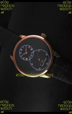 Jaquet Droz Grande Seconde Black Enamel Stainless Rose Gold Case in Black Dial