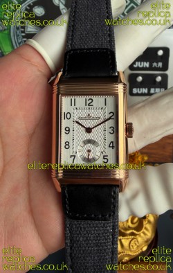 Jaeger-LeCoultre Reverso Tribute Duoface Rose Gold White & Grey Dial Super Clone Watch 