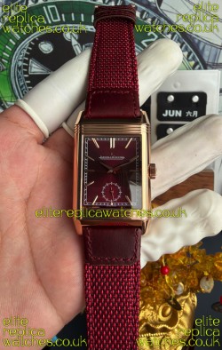 Jaeger-LeCoultre Reverso Tribute Duoface Rose Gold Burgundy & White Dial Super Clone Watch 