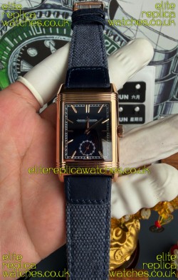 Jaeger-LeCoultre Reverso Tribute Duoface Rose Gold Blue & Steel Dial Super Clone Watch 