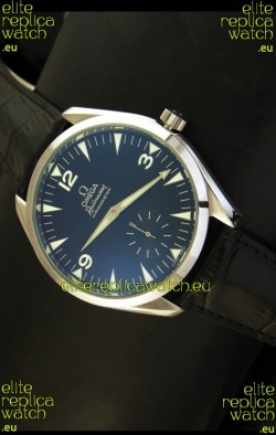 Omega Seamaster Railmaster Japanese Replica Watch in Black Leather Strap