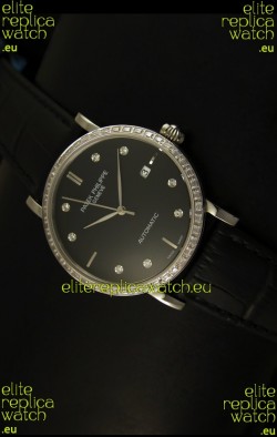 Patek Philippe Calatrava 5298 Swiss Replica Watch in Steel Casing - Diamonds Hours