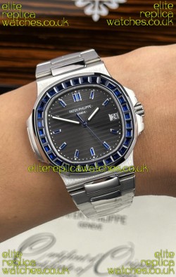 Patek Philippe Nautilus 5723 Black Dial Purple Rubies Super Clone Watch 