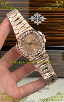 Patek Philippe Nautilus 5723 Rose Gold White Sapphires Super Clone Watch 