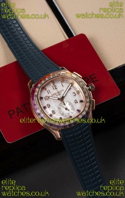 Patek Philippe Aquanaut 7968 Rose Gold Blue Strap Super Clone Watch 