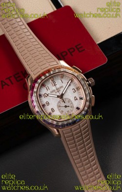 Patek Philippe Aquanaut 7968 Rose Gold Brown Strap Super Clone Watch 