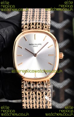 Patek Philippe Golden Ellipse 5738/1R-001 Rose Gold Steel Dial Super Clone Watch 