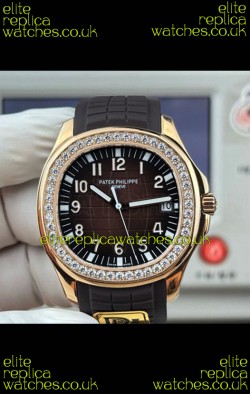 Patek Philippe Aquanaut 5167 Black Strap Diamonds Bezel Super Clone Watch 