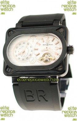 Bell and Ross BR Minuteur Tourbillon PVD Japanese Watch in White Dial
