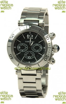 Cartier Pasha Seatimer Swiss Replica Automatic Watch in Black Dial