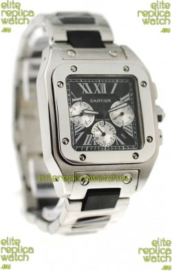 Cartier Santos 100 Japanese Replica Watch in Black Dial
