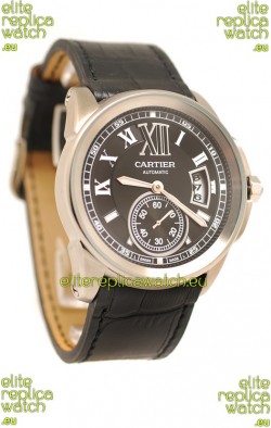 Calibre de Cartier Japanese Replica Watch in Black Dial