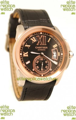 Calibre de Cartier Japanese Replica Pink Gold Watch 