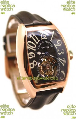 Franck Muller Aeternitas Tourbillon Swiss Replica Gold Watch in Black Dial