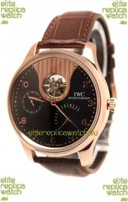 IWC Portuguese Tourbillon Mystere Japanese Replica Rose Gold Watch 