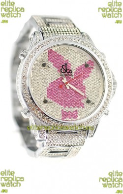 Jacob & Co Diamond Japanese Replica Watch in Pink/White Dial
