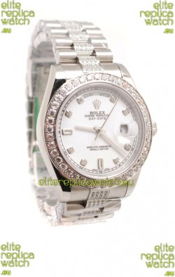 Rolex Day Date Silver Japanese Mens Watch