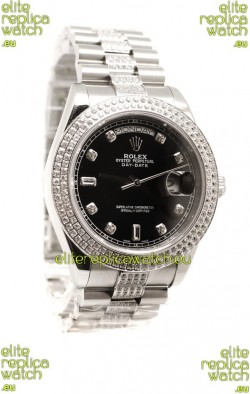 Rolex Day Date Silver Japanese Mens Watch