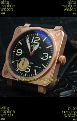 Bell and Ross BR01 97 Power Reserve Rose Gold Watch in Black Dial