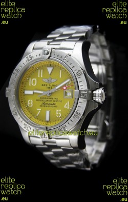Breitling Chronomat Swiss Replica Watch in Steel Strap Yellow Dial