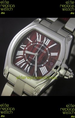 Cartier Roadster Japanese Replica Watch in Red Wine Dial