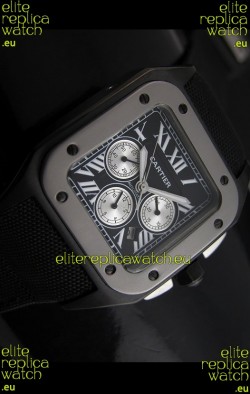 Cartier Santos 100 Japanese Replica Watch in Black Dial