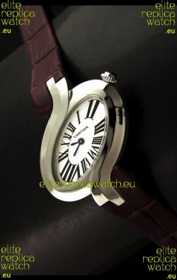 Delices De cartier Japanese Watch in Maroon Strap