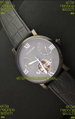 Cartier Calibre de Tourbillon PVD Swiss Watch in Grey Dial