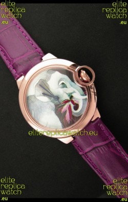 Ballon De Cartier Watch in Elephant Lacquered Dial and Pink Gold Casing