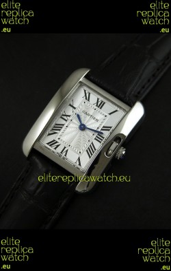 Cartier Louis Japanese Replica Ladies Watch in Black Strap