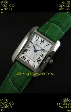 Cartier Louis Japanese Replica Ladies Watch in Green Strap