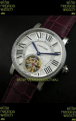 Cartier Ronde de Tourbillon Japanese Replica Watch in Diamond Bezel