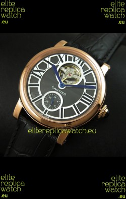 Ballon De Cartier Flying Tourbillon Japanese Replica Watch - Pink Gold Case