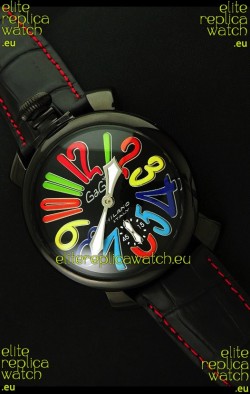 Gaga Milano Italy Japanese Replica PVD Watch in Black Dial