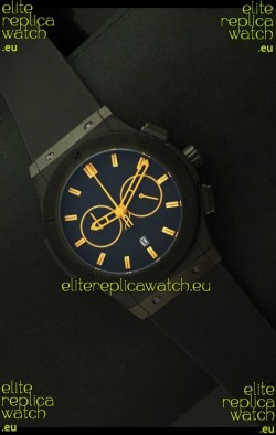 Hublot Big Bang Classic Fusion Chrono Japanese Watch with Yellow Markers Ceramic Case