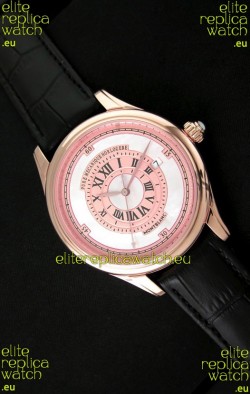 Montblanc Pure Mechanique Horlogere Swiss Replica Rose Gold Watch in Mop Pink Dial