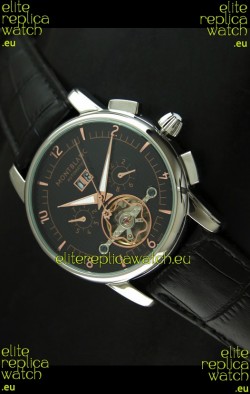 Mont Blanc Flying Tourbillon Japanese Replica Watch in Black Dial