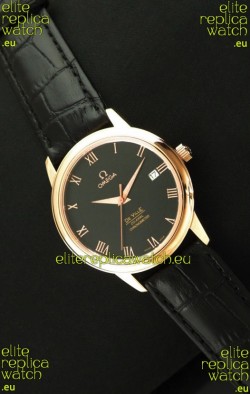 Omega DeVelie Co-Axial Chronometer Japanese Rose Gold Watch in Black Dial