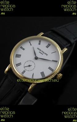Patek Philippe Calatrava Japanese Mens Watch in Yellow Gold Case