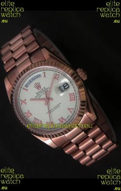 Rolex Day Date Japanese Rose Gold Watch in White Dial