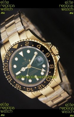 Rolex GMT Master II Swiss Replica Gold Watch in Green Dial