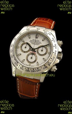 Rolex Daytona Cosmograph Swiss Replica Steel Watch in White Dial