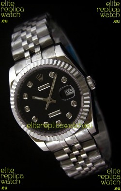 Rolex Datejust Mens Japanese Replica Watch in Black Dial