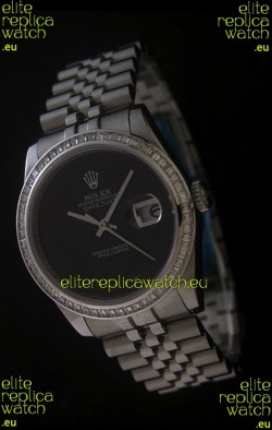 Rolex Datejust Japanese Replica Watch in Full Black Dial