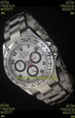 Rolex Daytona Japanese Replica Steel Watch in White Dial