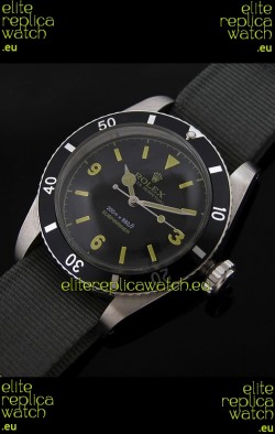 Rolex Submariner Swiss Replica Watch in Domed Crystal Grey Nylon Strap